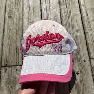 Pink and White Womens Gordon 24 Authentic NASCAR Merch Ball Cap Hat Y2K
